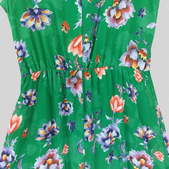 Bar III Green Floral Wrap Maxi Dress Sleeveless V Neck Flowing XL Garden Party - Picture 8 of 9